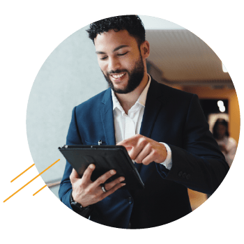 Man looking at data