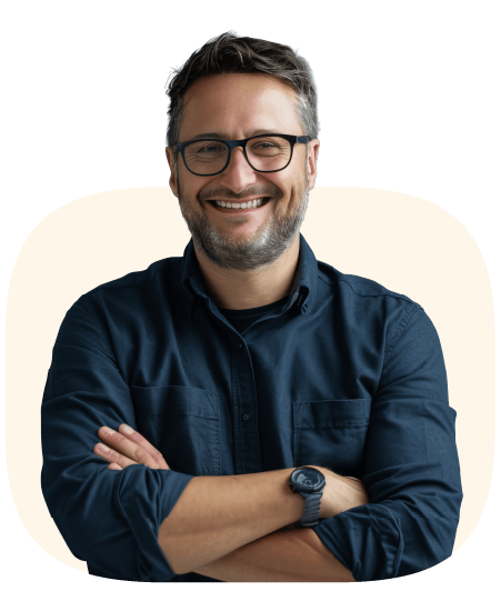 Professional happy man in navy shirt