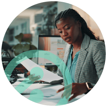 Woman reviewing report